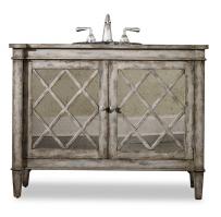44 Inch Antiqued Single Sink Bath Vanity with Mirror Inlays