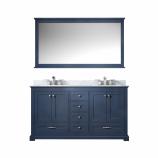 60 Inch Double Sink Bathroom Vanity in Navy Blue with Choice of No Top