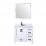 36 Inch Single Sink Bathroom Vanity in White with Offset Left Side Sink