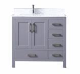 36 Inch Single Sink Bathroom Vanity In Dark Gray with Offset Left Side Sink