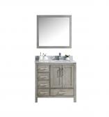 36 Inch Single Sink Bathroom Vanity in Distressed Gray with Offset Right Side Sink