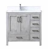 36 Inch Single Sink Bathroom Vanity in Distressed Gray with Offset Left Side Sink