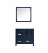 36 Inch Single Sink Bathroom Vanity In Navy Blue with Offset Right Side Sink