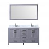 60 Inch Double Sink Bathroom Vanity in Dark Gray with Choice of No Top