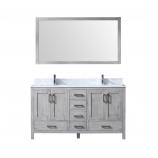 60 Inch Double Sink Bathroom Vanity in Distressed Gray with Choice of No Top