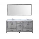 72 Inch Double Sink Bathroom Vanity in Distressed Gray with Choice of No Top