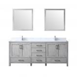 80 Inch Double Sink Bathroom Vanity in Distressed Gray with Choice of No Top