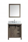 30 Inch Single Sink Bathroom Vanity in Ash Gray with a Barn Door Style Door