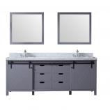84 Inch Double Sink Bathroom Vanity in Dark Gray with Barn Style Doors