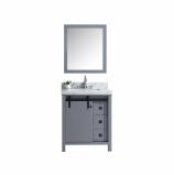 30 Inch Single Sink Bathroom Vanity in Dark Gray with a Barn Door Style Door