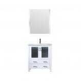 30 Inch Single Sink Bathroom Vanity in White with Frosted Glass Doors
