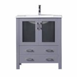 30 Inch Single Sink Bathroom Vanity in Dark Gray with Frosted Glass Doors