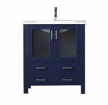 30 Inch Single Sink Bathroom Vanity in Navy Blue with Frosted Glass Doors