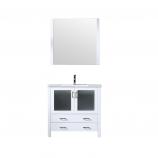 36 Inch Single Sink Bathroom Vanity in White with Frosted Glass Doors