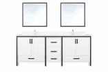 80 Inch Double Sink Bathroom Vanity in White with Choice of No Top