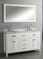60 Inch Double Sink Vanity With White Finish and Italian Carrera White Marble Top