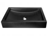 22 Inch Shallow Wave Charcoal Concrete Rectangular Vessel Sink