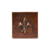 4 Inch Square Copper Fleur De Lis Tile