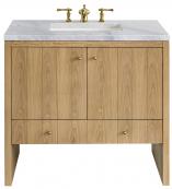 36 Inch Single Sink Light Natural Oak Bath Vanity Marble Top