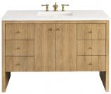48 Inch Single Sink Bathroom Vanity Natural Oak White Quartz