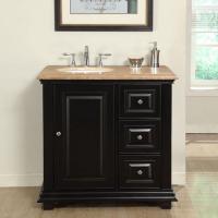36 Inch Espresso Single Sink Bathroom Vanity with Travertine