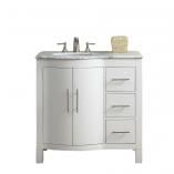 36 Inch Single Sink Bathroom Vanity in White with Offset Sink
