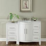54 Inch Single Sink Bathroom Vanity in White with Offset Sink