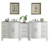 89 Inch Modern White Double Sink Bathroom Vanity with Marble