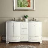 60 Inch White Double Sink Bathroom Vanity with Marble
