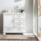 36 Inch Single Sink Bathroom Vanity in White with Soft Close Drawers