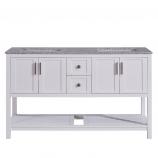 60 Inch Double Sink Bathroom Vanity in White with Marble