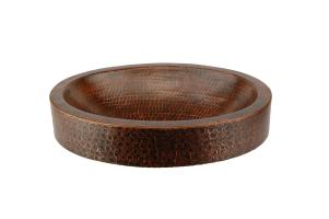 Compact Oval Skirted Vessel Hammered Copper Sink
