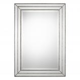 Metallic Silver Featuring Grooved Texture and Mirror Inlays Rectangular Mirror