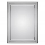 Bevel Mirror Facets with a Black Wood Frame Rectangular Mirror