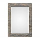 Heavily Distressed Charcoal Blue Rectangular Mirror