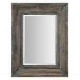 Heavily Distressed Blue Green with Rustic Ivory Accents Rectangular Mirror
