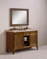 60 Inch Double Sink Bathroom Vanity with Travertine Top