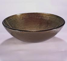 Brown and Silver Round Vessel Sink