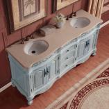 72 Inch Traditional Double Bathroom Vanity with a Cream Marfil Marble Counter Top