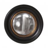 Albert Round Black Lacquer with Mottled Gold Leaf Convex Mirror