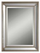 Rectangular Beveled Vanity Mirror Antiqued Silver Leaf Frame