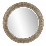 Bergman Round Brushed Silver Leaf with Black Highlights Mirror