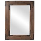 Caldwell Rectangular Stained Natural Wood with Black Iron Accents Mirror