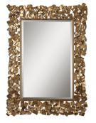 Antiqued Gold Leaf Metal Rectangular Wall Mirror