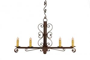 4 Light Colonial Wrought Iron Chandelier