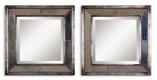 Distressed Antiqued Silver Leaf Rectangular Wall Mirrors Set of 2