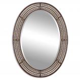 Distressed Oil Rubbed Bronze with Antiqued Gold Highlights Oval Mirror