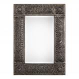 Rectangular Decorative Mirror with Rust Gray Wash Frame