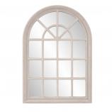 Fenetre Arched Rustic Windowpane Style with Distressed Taupe Mirror
