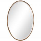 Oval Beveled Decorative Wall Mirror with Gold Leaf Frame